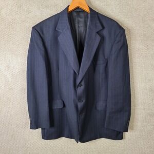 Vintage Barry Manufacturing Jacket Mens 50L Blue Striped Blazer Hand Tailored